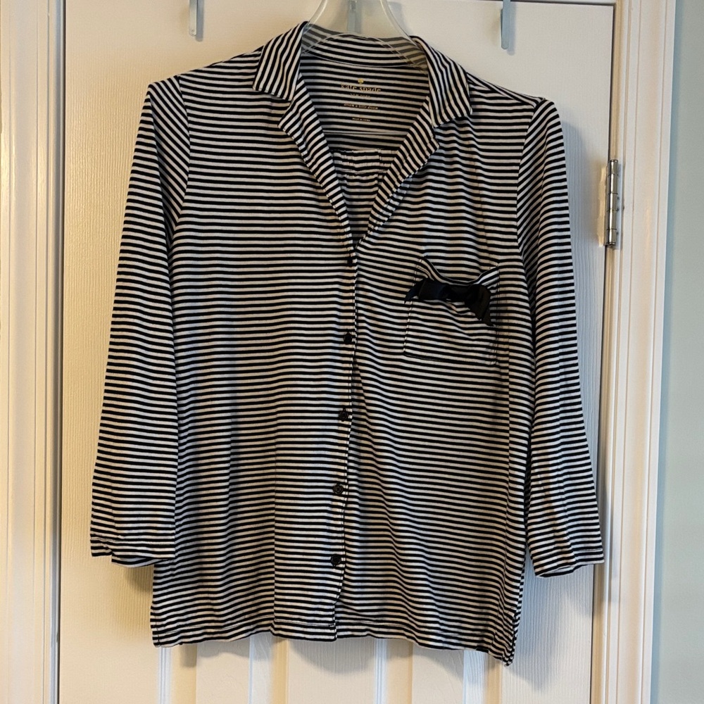 Kate Spade Black and White Striped pajama set size m never worn